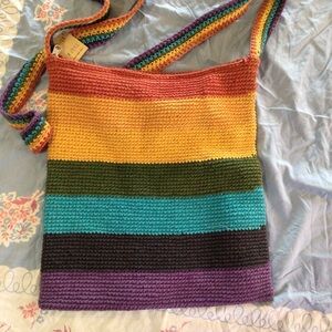 Colorful Striped Crochet Shoulder Bag